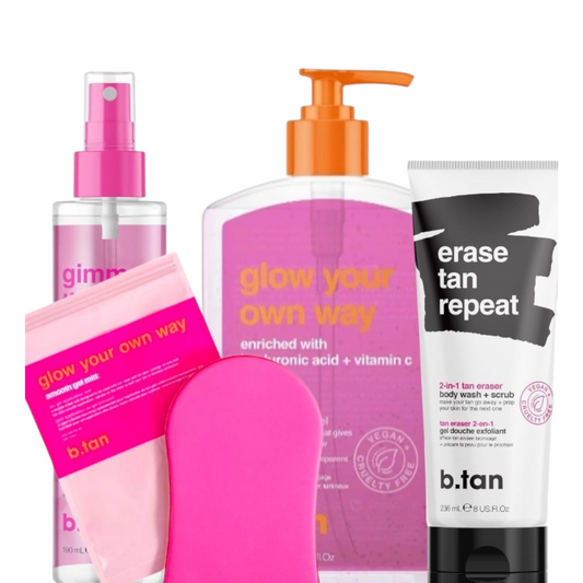 Autobronceador corporal+ Autobronceador Facial+ Borrador de bronceado+Guante aplicador Nivel 3